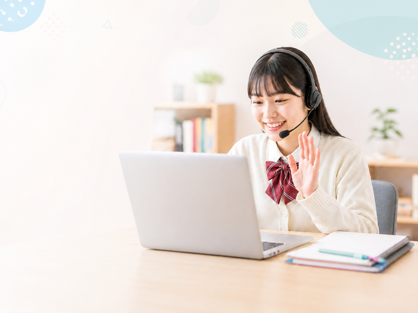 オンライン授業を受ける高校生
